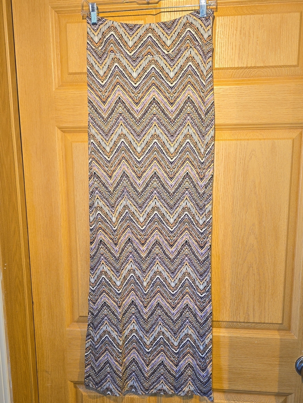 Leith Chevron Maxi Skirt in Brown, Tan, Cream
